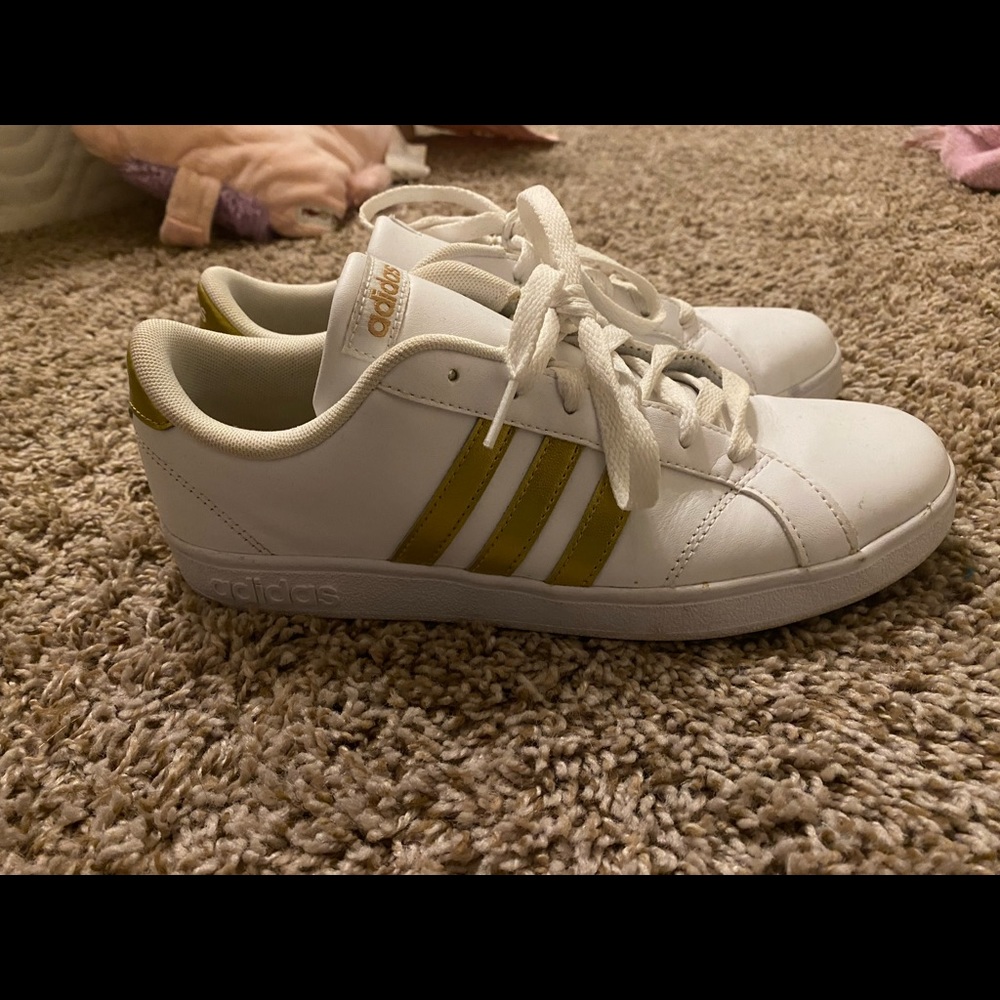 Womens adidas Superstar Athletic Shoe - Cloud White / Gold Metallic